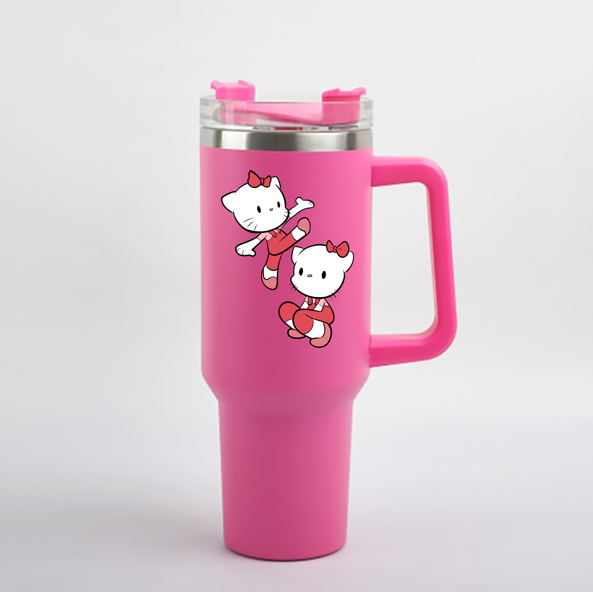 （画像用） Hello Kitty ハローキティ 1200mL車用タンブラー - クリスタルステッカー（プラスチックストロー付き）